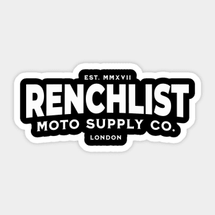 Renchlist Moto Supply Co. London [White Wordmark] Sticker